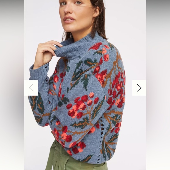 Anthropologie Sweaters - Anthropologie CECILIA PRADO Blossom Mock Neck Sweater In Blue XL NWT